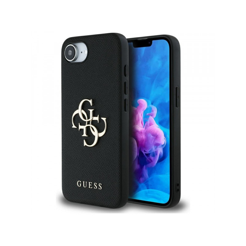Guess iPhone 16e black Grained Big 4G Logo Small Classic Logo