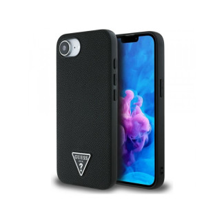 Guess iPhone 16e black Grained Triangle MagSafe