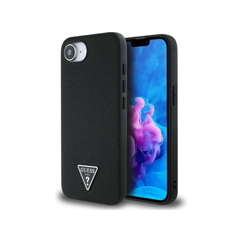 Guess iPhone 16e black Grained Triangle MagSafe Guess iPhone 16e black Grained Triangle MagSafe