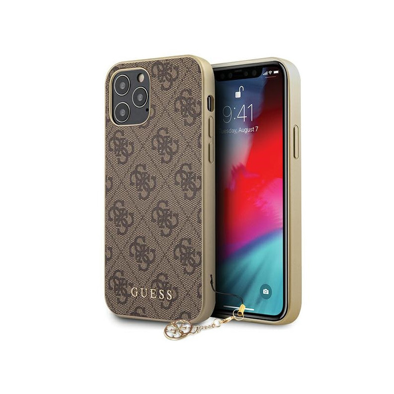 Guess iPhone12/12 Pro brown hardcase 4G Charms Collection