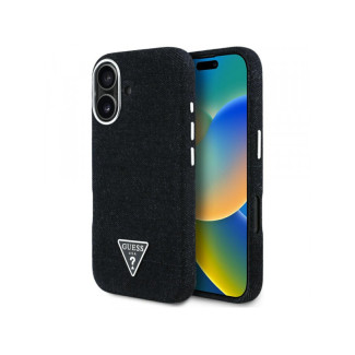 Guess iPhone 16 black Denim Triangle Logo MagSafe