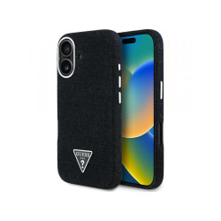 Guess iPhone 16 black Denim Triangle Logo MagSafe