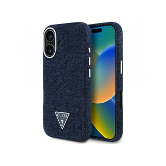 Guess iPhone 16 blue Denim Triangle Logo MagSafe