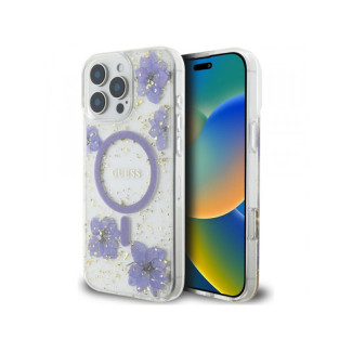 Guess iPhone 16 Pro Max purple Resin Flowers MagSafe