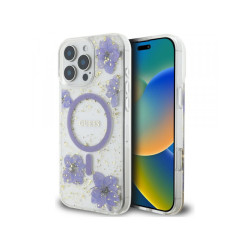 Guess iPhone 16 Pro Max purple Resin Flowers MagSafe