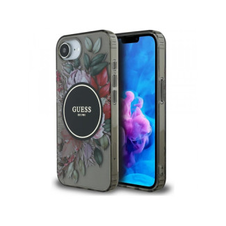 Guess iPhone 16e black IML Flowers MagSafe