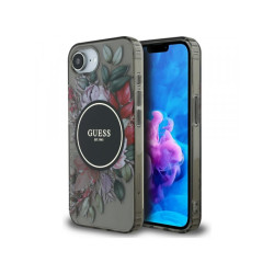 Guess iPhone 16e black IML Flowers MagSafe