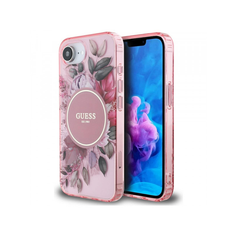 Guess iPhone 16e pink IML Flowers MagSafe Guess iPhone 16e pink IML Flowers MagSafe