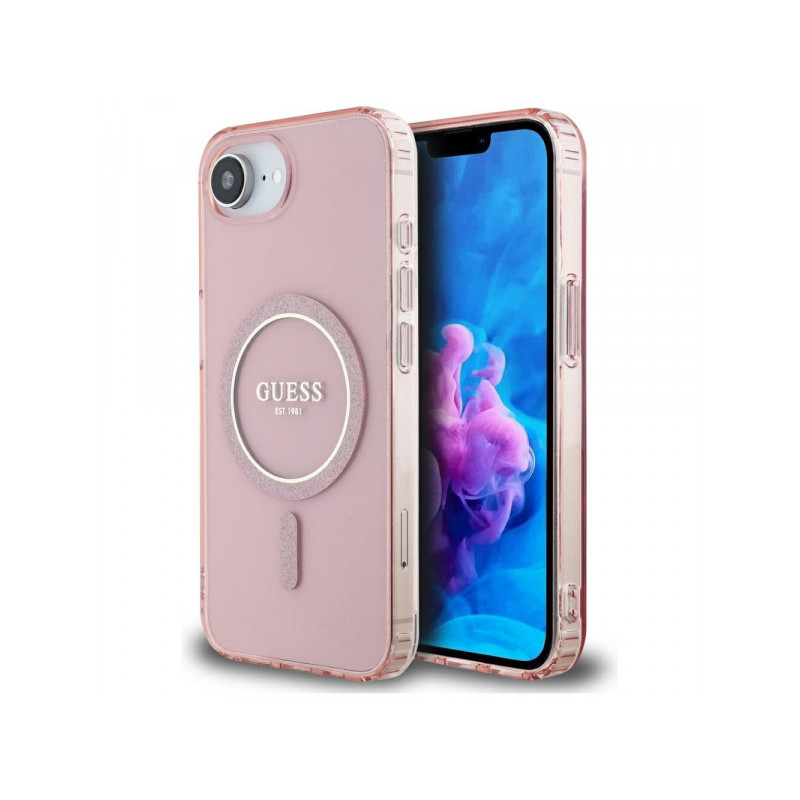 Guess iPhone 16e pink IML Glitter Circle MagSafe Guess iPhone 16e pink IML Glitter Circle MagSafe