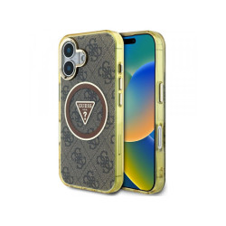 Guess iPhone 16 brown IML Metal Glitter 4G Circle Triangle MagSafe