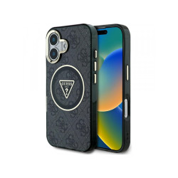 Guess iPhone 16 black IML Metal Glitter 4G Circle Triangle MagSafe