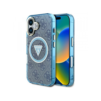 Guess iPhone 16 blue IML Metal Glitter 4G Circle Triangle MagSafe