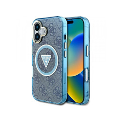 Guess iPhone 16 blue IML Metal Glitter 4G Circle Triangle MagSafe