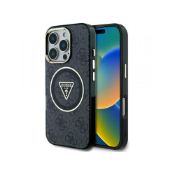 Guess iPhone 16 Pro Max black IML Metal Glitter 4G Circle Triangle MagSafe
