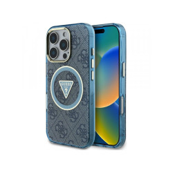 Guess iPhone 16 Pro Max blue IML Metal Glitter 4G Circle Triangle MagSafe