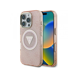 Guess iPhone 16 Pro Max pink IML Metal Glitter 4G Circle Triangle MagSafe