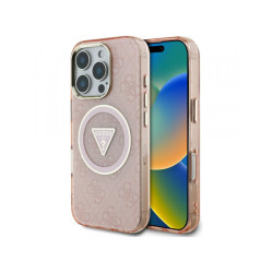 Guess iPhone 16 Pro Max pink IML Metal Glitter 4G Circle Triangle MagSafe