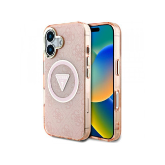 Guess iPhone 16 pink IML Metal Glitter 4G Circle Triangle MagSafe