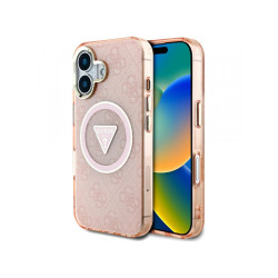 Guess iPhone 16 pink IML Metal Glitter 4G Circle Triangle MagSafe