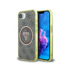 Guess iPhone 16e brown IML Metal Glitter 4G Circle Triangle MagSafe
