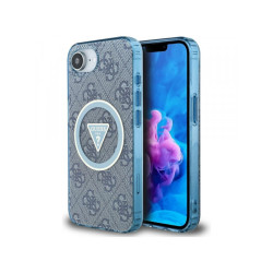Guess iPhone 16e blue IML Metal Glitter 4G Circle Triangle MagSafe
