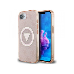Guess iPhone 16e pink IML Metal Glitter 4G Circle Triangle MagSafe