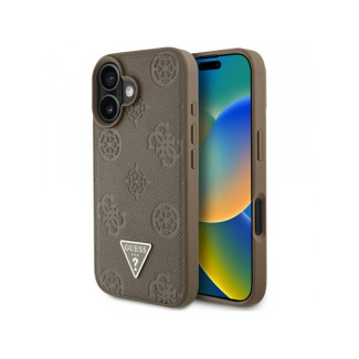 Guess iPhone 16 brown Grained Hot Stamp Peony Triangle Logo MagSafe