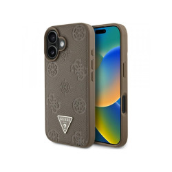 Guess iPhone 16 brown Grained Hot Stamp Peony Triangle Logo MagSafe