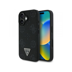 Guess iPhone 16 black Grained Hot Stamp Peony Triangle Logo MagSafe
