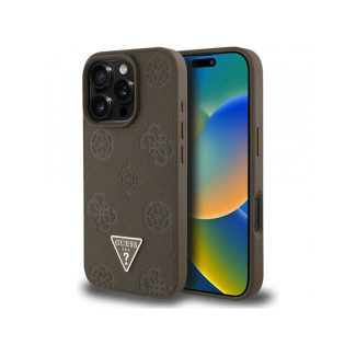 Guess iPhone 16 Pro brown Grained Hot Stamp Peony Triangle Logo MagSafe