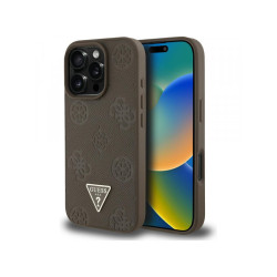 Guess iPhone 16 Pro brown Grained Hot Stamp Peony Triangle Logo MagSafe