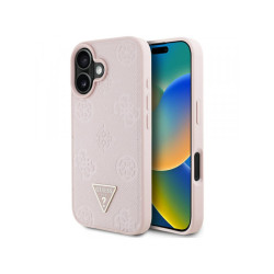 Guess iPhone 16 pink Grained Hot Stamp Peony Triangle Logo MagSafe