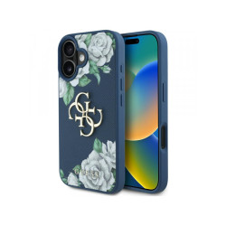 Guess iPhone 16 blue Grained Roses Big 4G logo