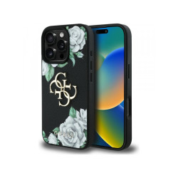 Guess iPhone 16 Pro Max black Grained Roses Big 4G logo