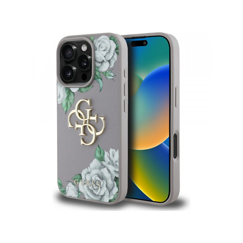 Guess iPhone 16 Pro Max purple Grained Roses Big 4G logo