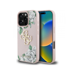Guess iPhone 16 Pro Max pink Grained Roses Big 4G logo