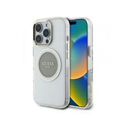 Guess iPhone 16 Pro Max grey IML Metal Colored Circle Classic Logo MagSafe