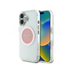 Guess iPhone 16 pink IML Metal Colored Circle Classic Logo MagSafe