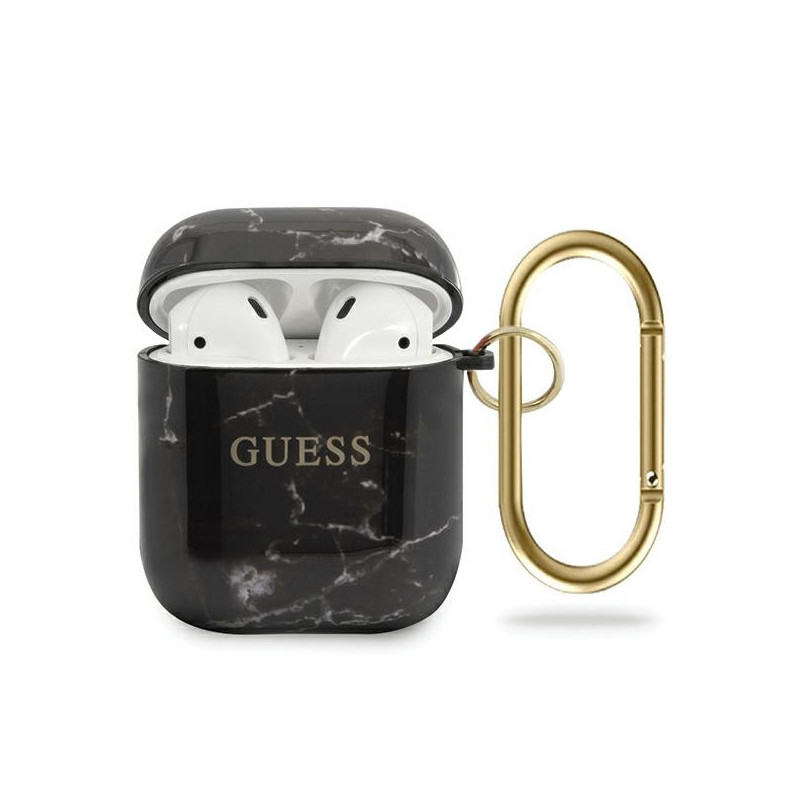 Guess AirPods cover black Marble Collection