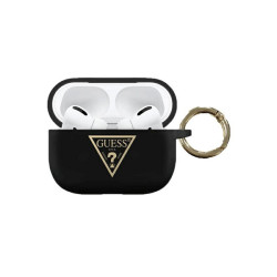 Guess AirPods Pro cover black Silicone Triangle Logo