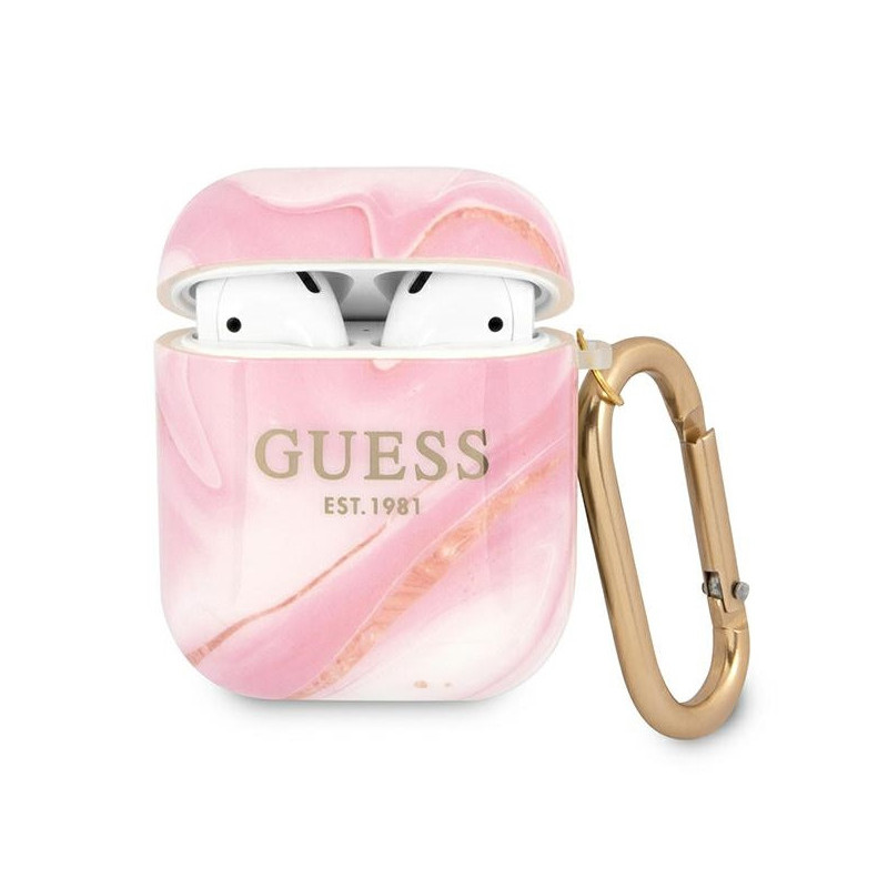 Guess AirPods cover pink Marble Collection