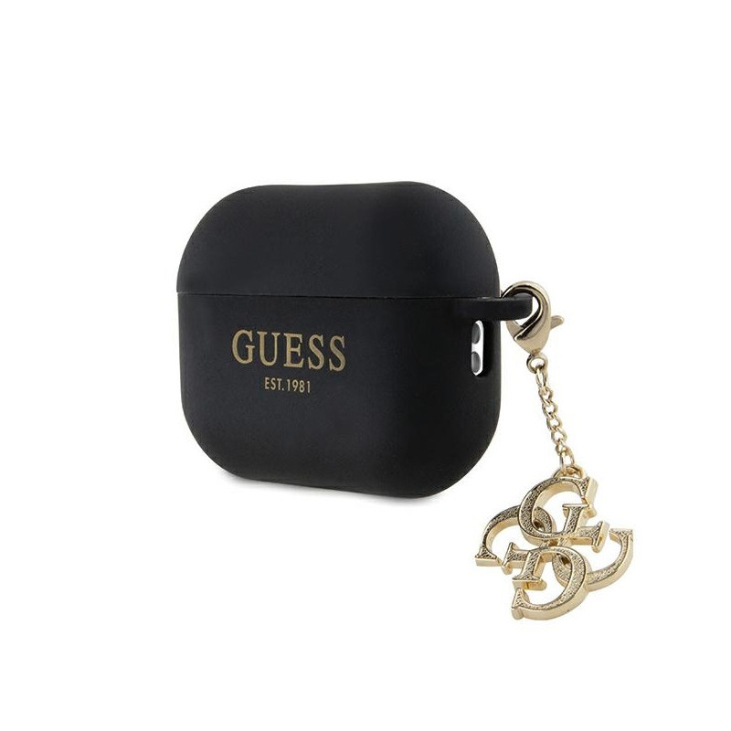 Guess AirPods Pro 2 (22/23) cover black Silicone Glitter Triangle Charm