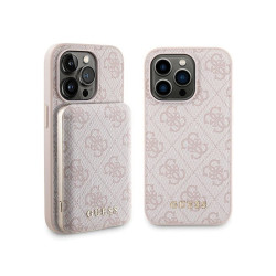 Guess SET iPhone 14 Pro pink case 4G Metal Logo MagS. + Powerbank 5000mAh