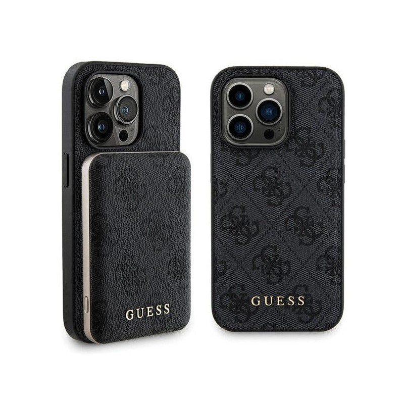 Guess SET iPhone 14 Pro Max black case 4G MagS. + Powerbank 5000mAh