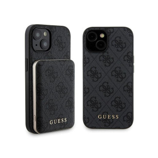 Guess SET iPhone 15 black hardcase 4G Metal Logo MagS. + Powerbank 5000mAh