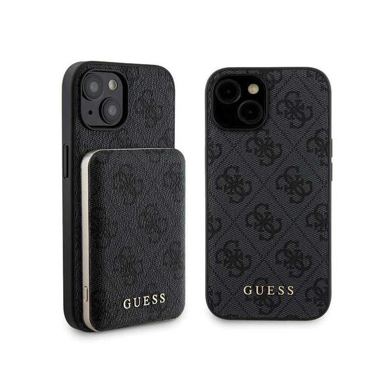 Guess SET iPhone 15 black hardcase 4G Metal Logo MagS. + Powerbank 5000mAh Guess SET iPhone 15 black hardcase 4G Metal Logo MagS. + Powerbank 5000mAh