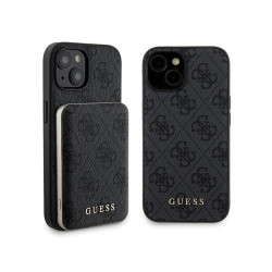 Guess SET iPhone 15 black hardcase 4G Metal Logo MagS. + Powerbank 5000mAh