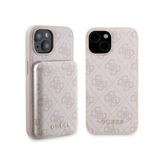 Guess SET iPhone 15 pink hardcase 4G Metal Logo MagSafe + Powerbank 5000mAh