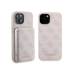 Guess SET iPhone 15 pink hardcase 4G Metal Logo MagSafe + Powerbank 5000mAh