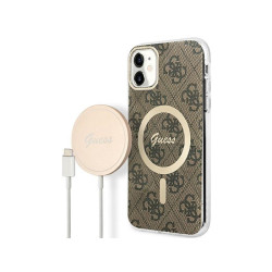 Guess SET iPhone 11 brown hardcase 4G Print MagSafe + Charger